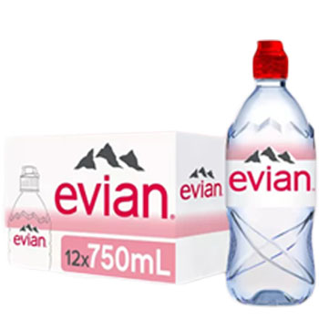 Nước khoáng Evian 750ml (Evian Sport – Thùng 12 chai) của Pháp