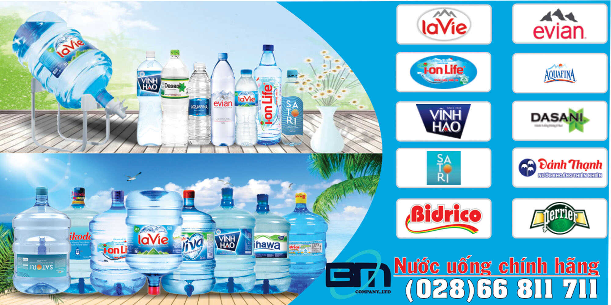 Đại lý nước suối đóng chai, nước uống đóng bình