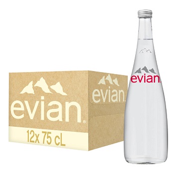 Nước suối Pháp Evian chai thủy tinh 750ml (12 chai Thùng)