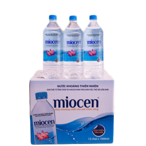 Thùng nước suối Miocen 1L (12 chai/thùng), chai nước Miocen 1L