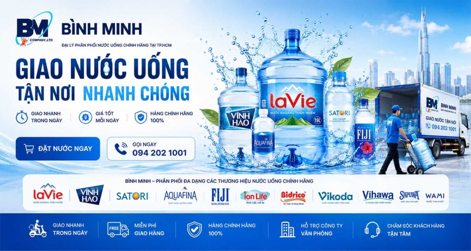 Nước uống đóng bình 20l, 19L, nước uống đóng chai